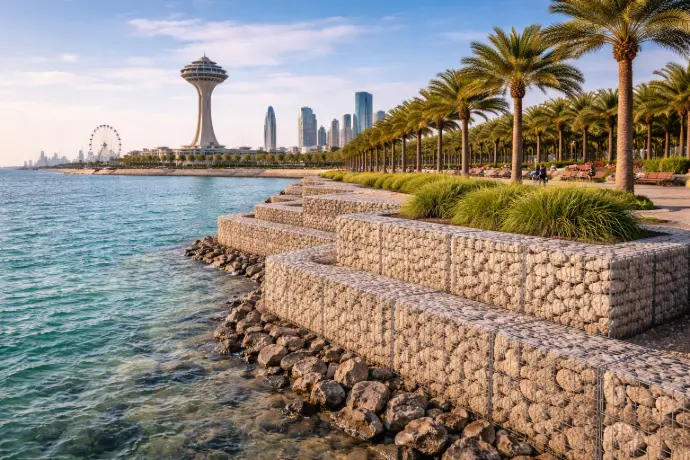Waterfront promenade at sunset in Dammam