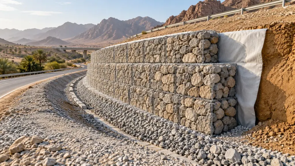 Geotextile for gabion retaining walls