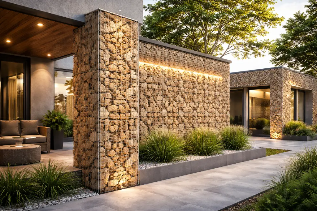 Wall-Mounted Gabion Cladding